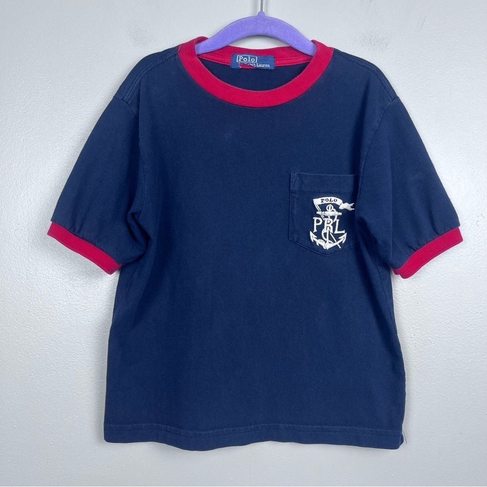 Polo Ralph Lauren Toddler Boys Pocket Ringer Tee Shirt with Pocket Crest; Preppy